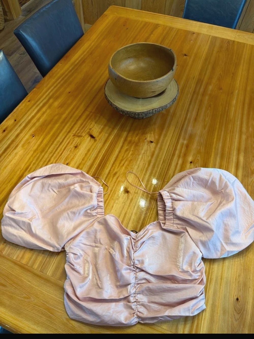 Blush Pink Puff Sleeve Crop Top - Women Tops